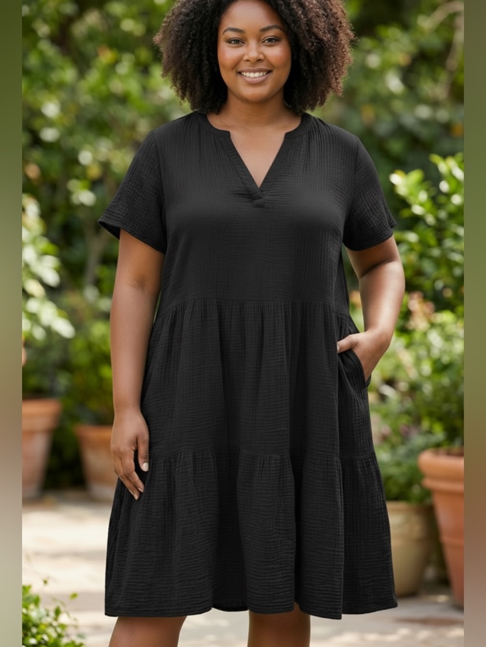 Lucky Brand Black Gauze Day Dress